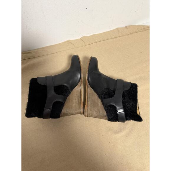 MM6 Margiela Boots Womens Size 40 Black Wedge Fur Ankle Made In Italy - Picture 4 of 13